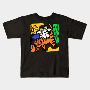 people dancing on tigers Kids T-Shirt